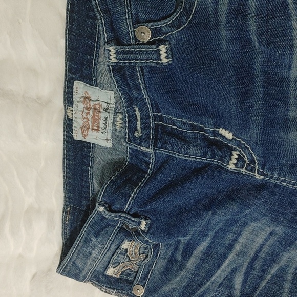 Big Star Maddie Boot Deep Stretchy Blue Jeans Bootcut Sz 34 (?) - Picture 2 of 11